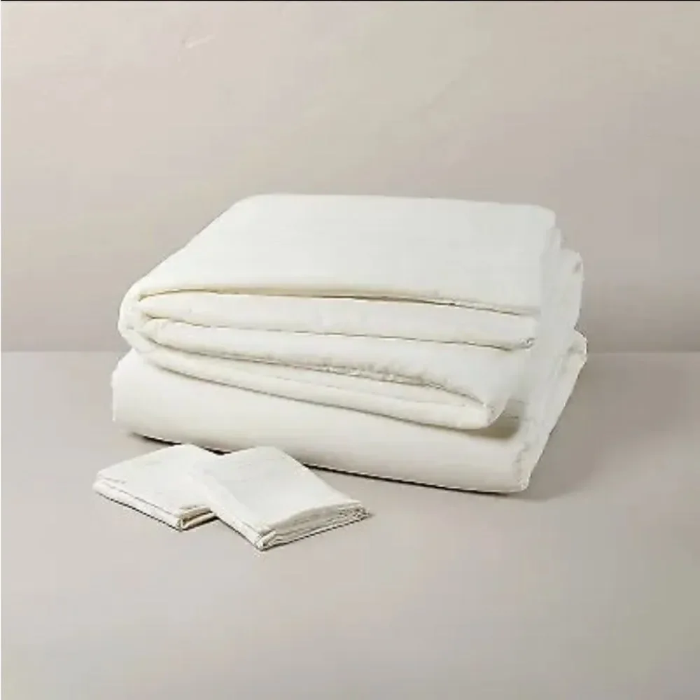 Hearth & Hand Fine Lined Linen Blend Duvet Set Sour Cream